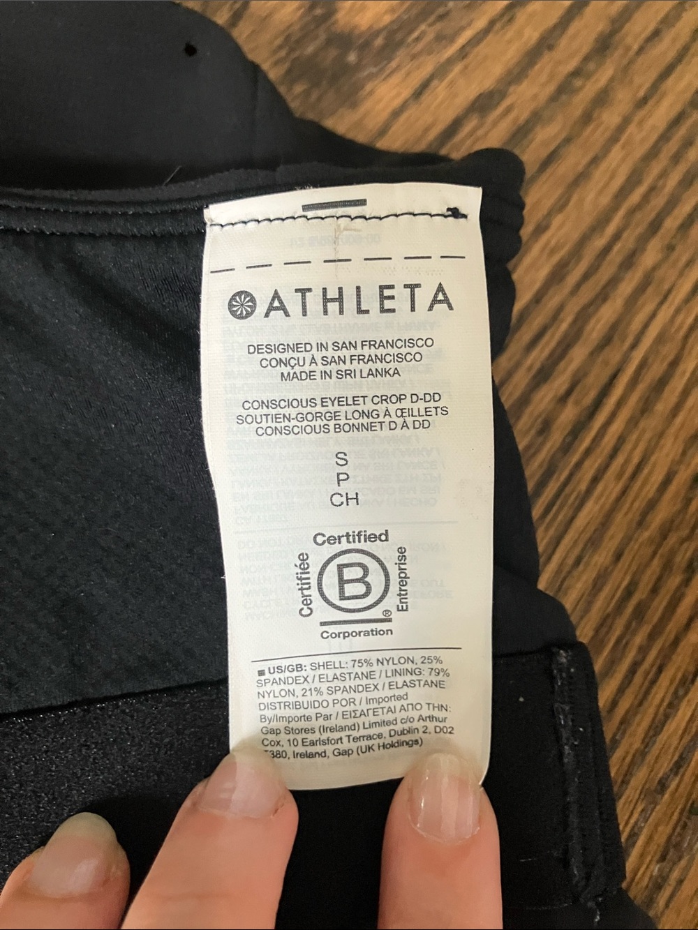 Athleta Black Floral Laser-Cut Conscious Crop Bra Top - Picture 7 of 7